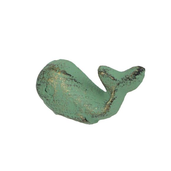 Set of 6 Verdigris Green Cast Iron Whale Drawer Pulls Bathroom Cabinet Knobs - Picture 2 of 4